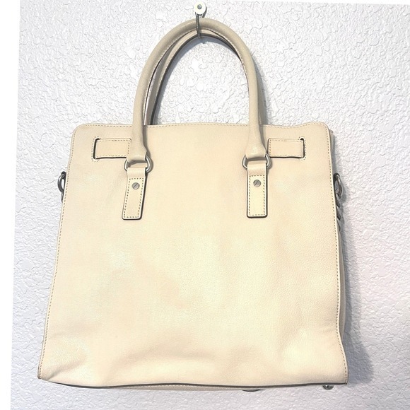 Michael Kors Hamilton Vanilla Leather Tote Shoulder Bag Purse Snap Close - Picture 4 of 16